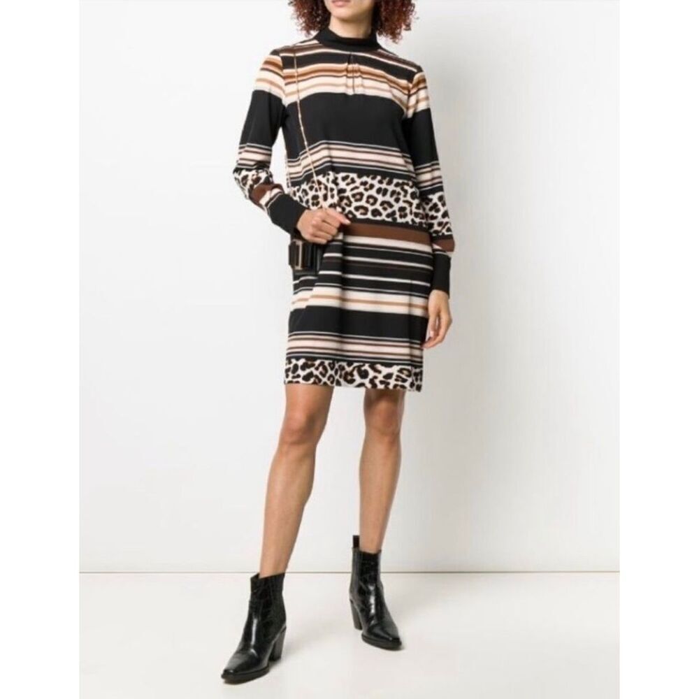 Womens DKNY Mixed Animal Print Leopard Pattern Bodycon Fall Dress - Sz M